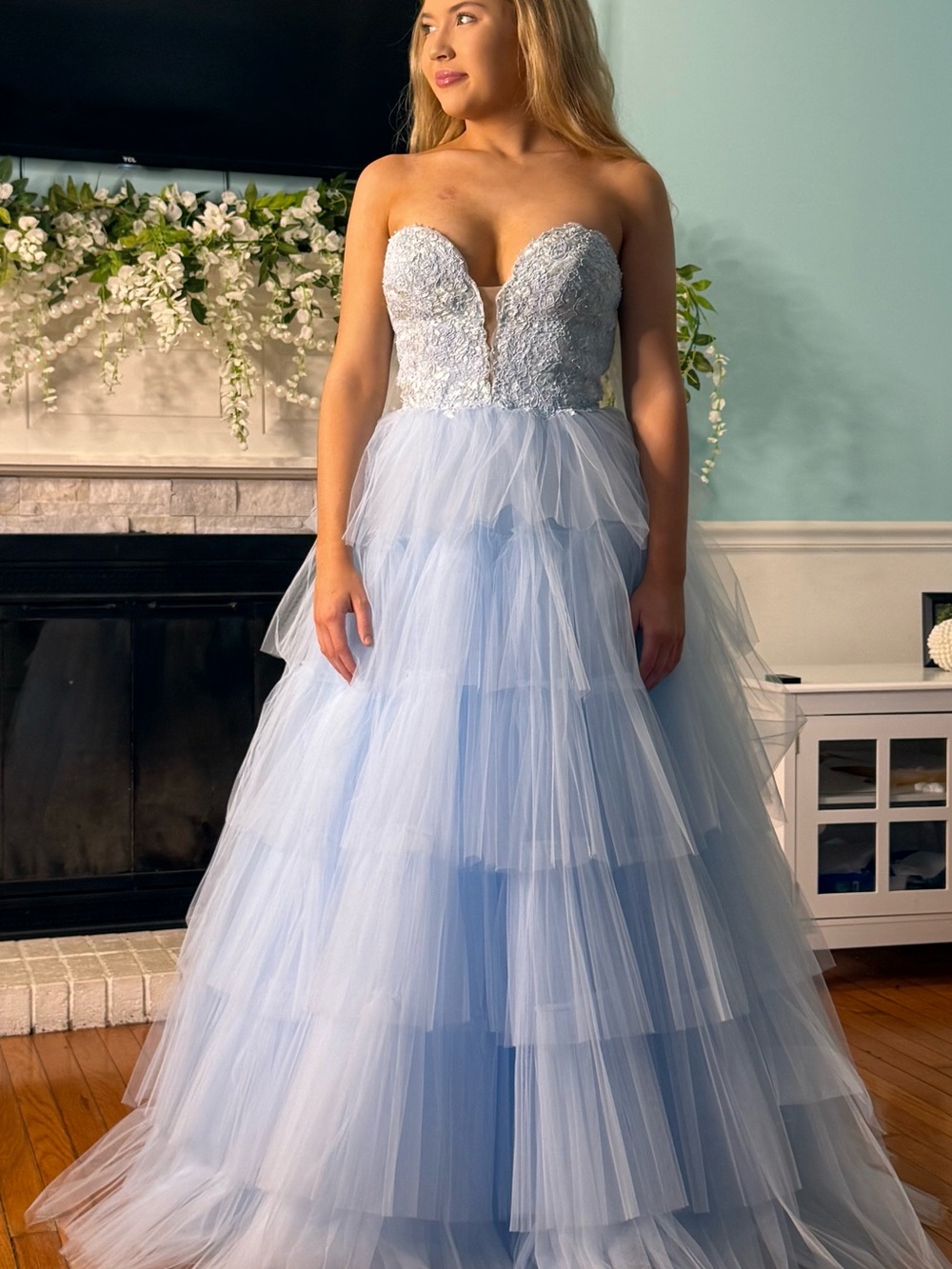 Light Blue Tulle Ball Gown